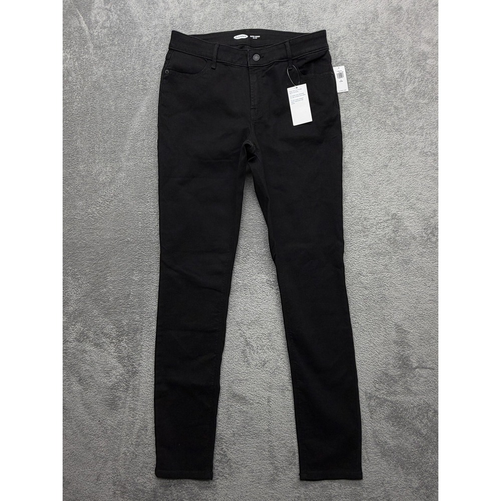 Old Navy Jeans Womens 10 Long Black Super Skinny Mid-Rise Stretch Denim